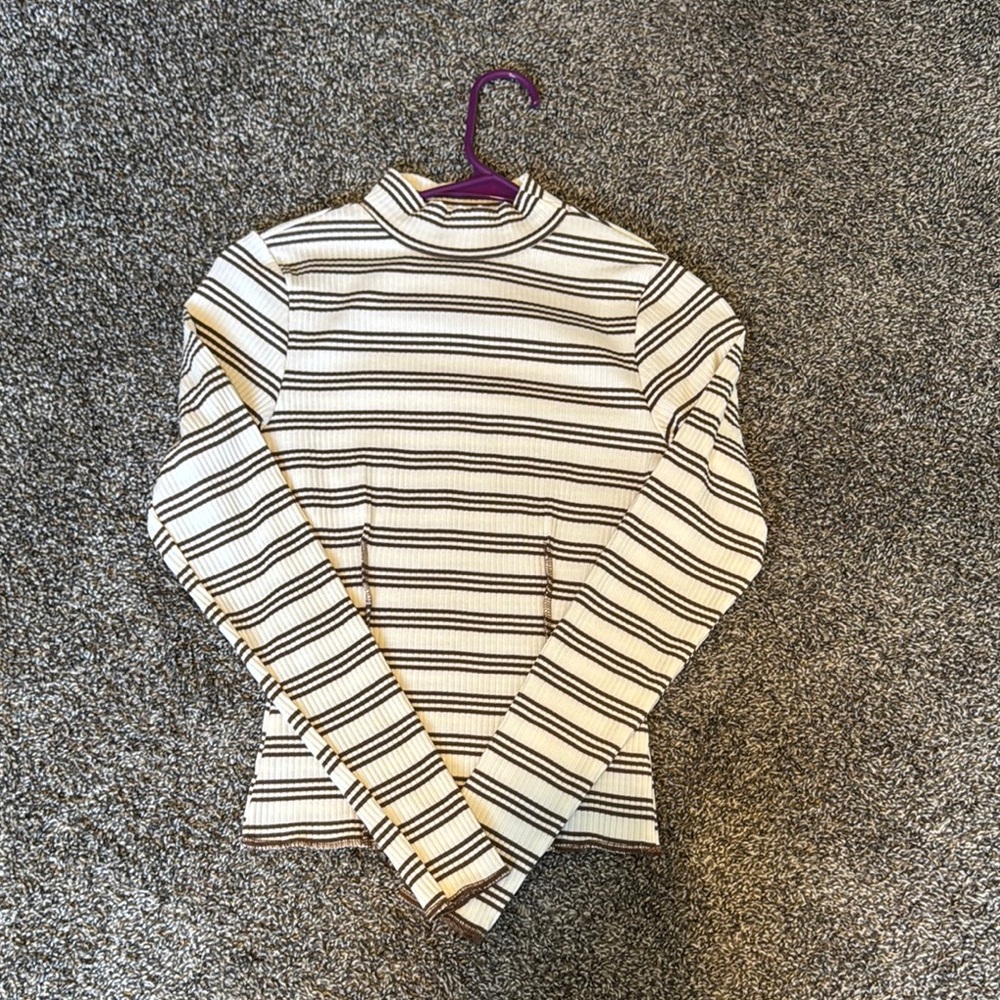 Striped Long Sleeve Turtleneck Top